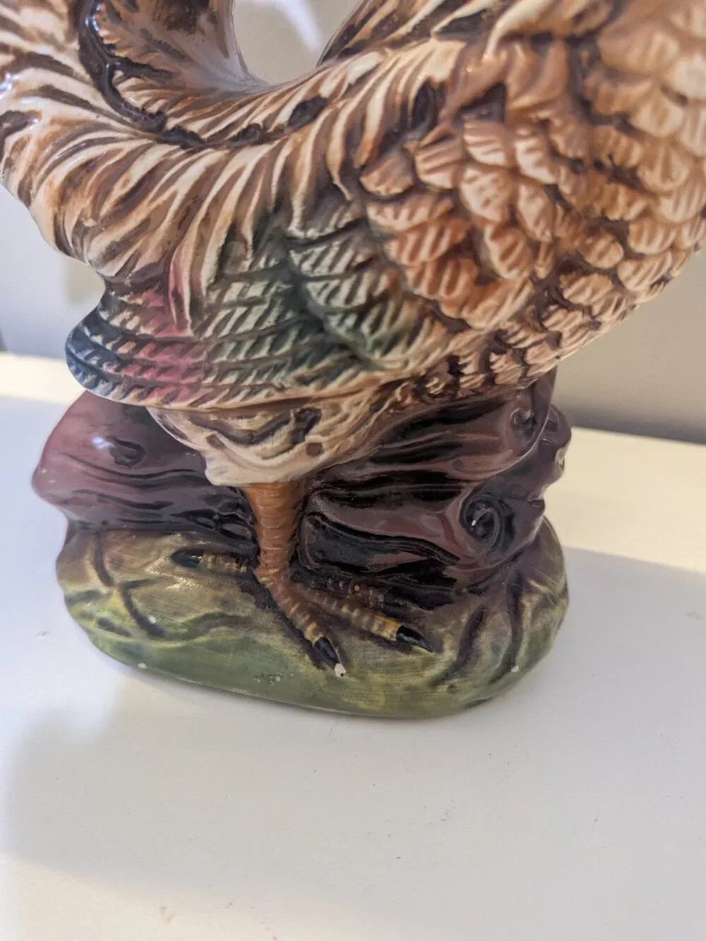 Vintage Mid-Century Italian Majolica Ceramic Rooster Figurine